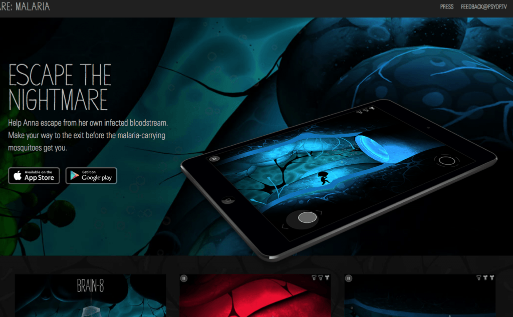 Фрагмент интерфейса сайта Nightmare:Malaria