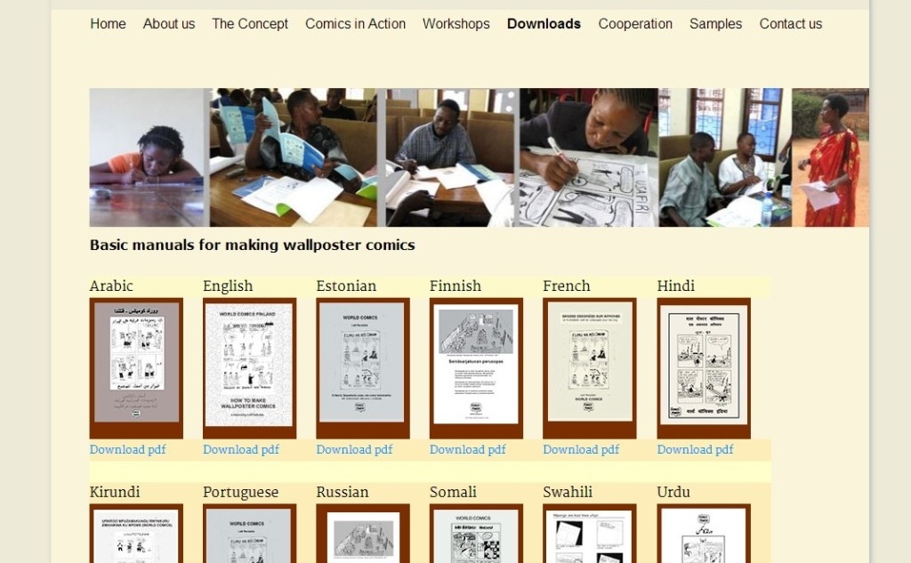 Фрагмент интерфейса сайта World Comics Finland