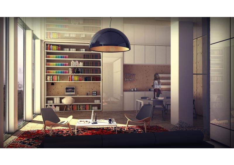 Фрагмент интерьера будущего отела-коворкинга Cotel.