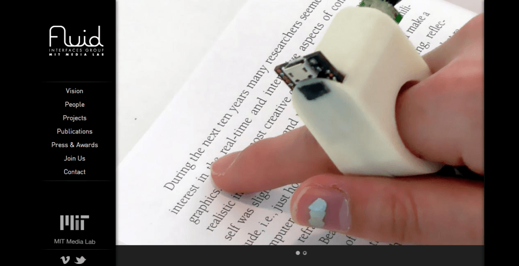 Фрагмент интерфейса сайта FingerReader.