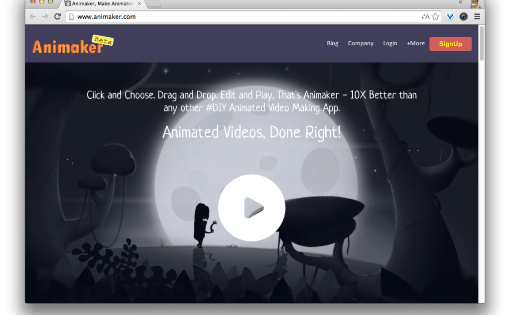 Фрагмент интерфейса сайта Animaker.