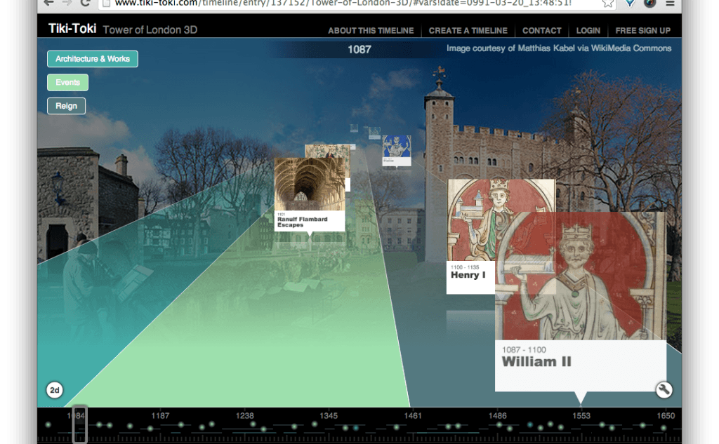 Фрагмент интерфейса сайта Tiki-Toki.