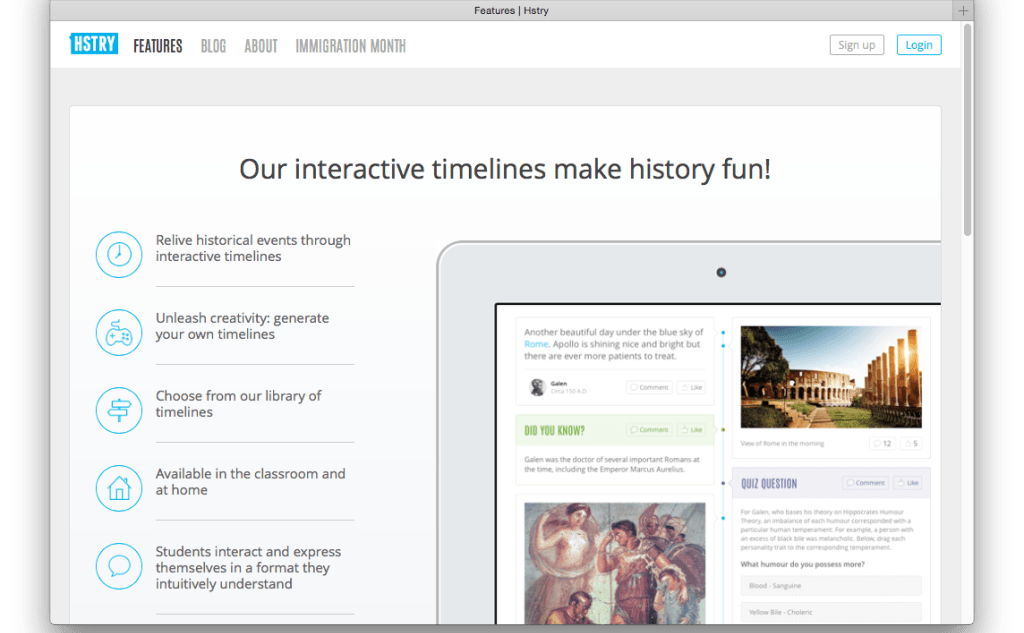 Фрагмент сайта HSTRY