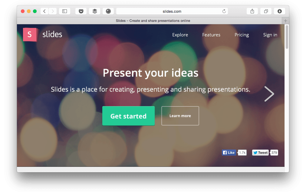 Фрагмент сайта http://slides.com