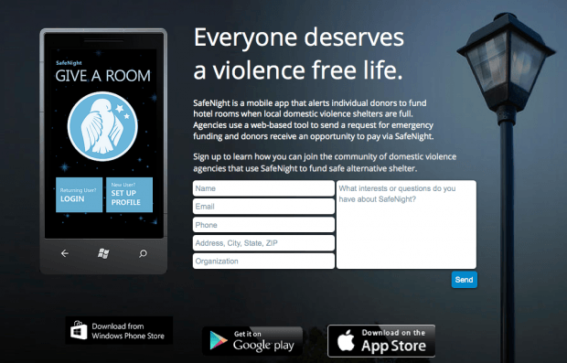 Фрагмент сайта приложения Safenight.