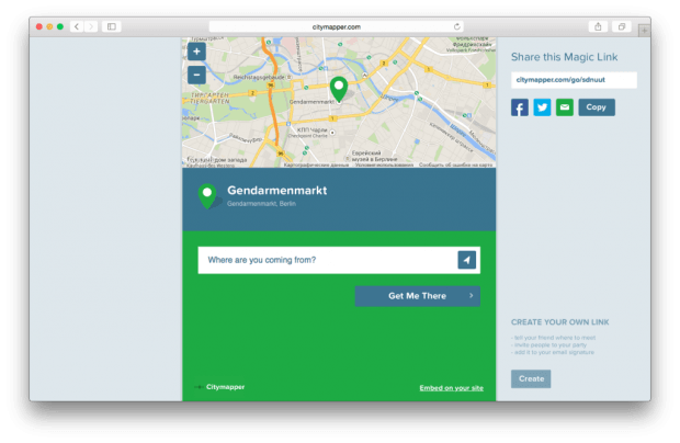 Фрагмент сайта Сitymapper.