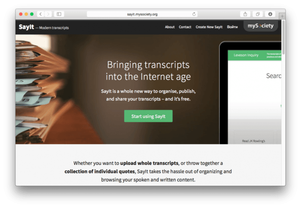 Фрагмент сайта SayIt.