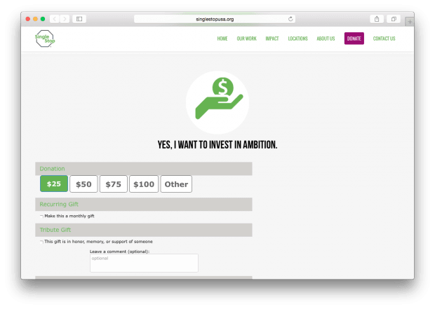 Фрагмент сайта Single Stop.