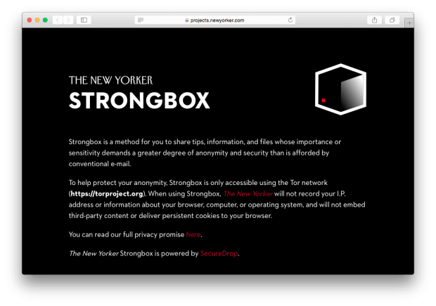 Фрагмент страницы Strongbox.