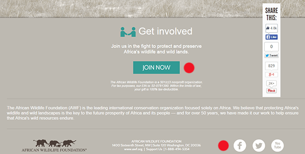 Призыв к действию в конце инфографики. Изображение: awf.org/campaigns/poaching-infographic