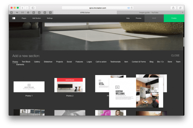 Фрагмент онлайн-конструктора XPRS.
