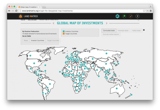 Фрагмент сайта Land Matrix.