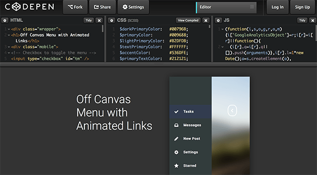Анимированное меню