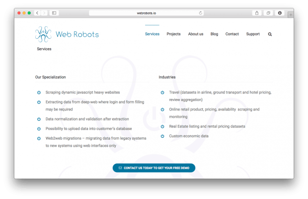 Web Robots – инструменты для извлечения данных со страниц в Интернете