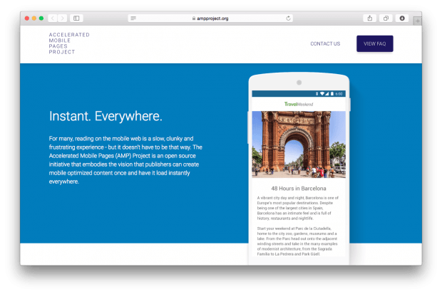 Google анонсировали AMP – библиотеку для ускорения загрузки страниц на мобильных устройствах