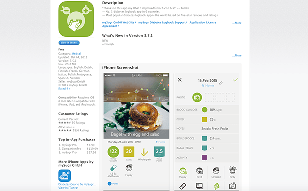 mySugr Diabetes Logbook. Изображение: itunes.apple.com