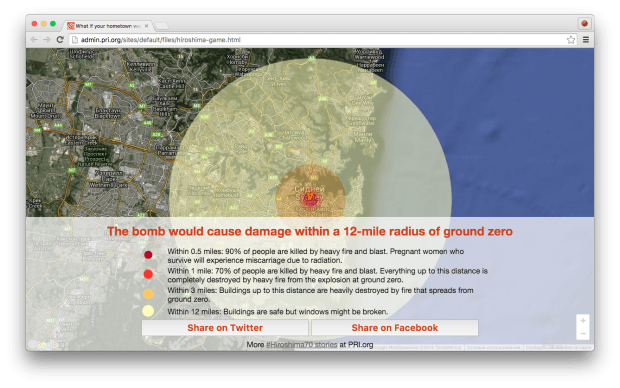 Фрагмент сайта Hiroshima Game.