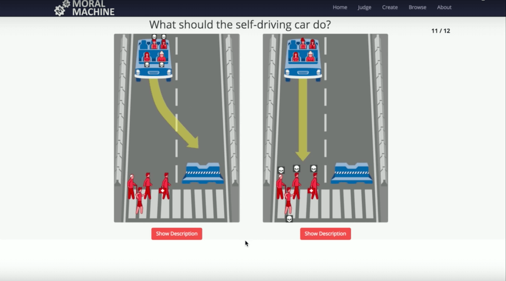 Ученым необходимо разработать научную базу для моральных дилемм прежде, чем самоуправляемые машины распространятся повсеместно. Фото: фрагмент промо-видео проекта.