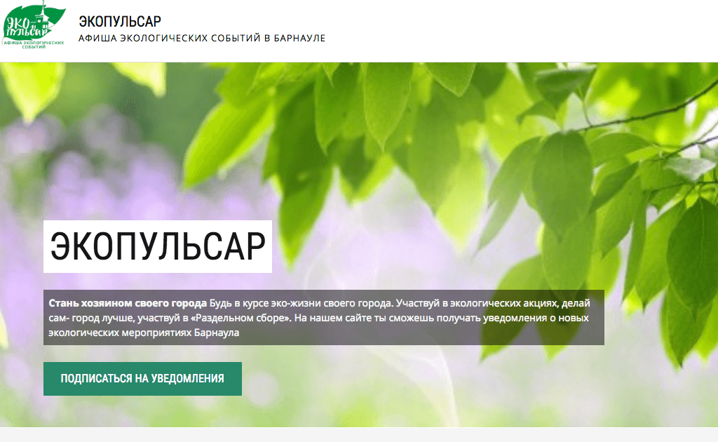 Сайт «Экопульсар» имеет открытый код и может быть использован активистами по всей стране для запуска аналогичных проектов у себя в регионе или городе. Фото: фрагмент сайта Экопульсар.