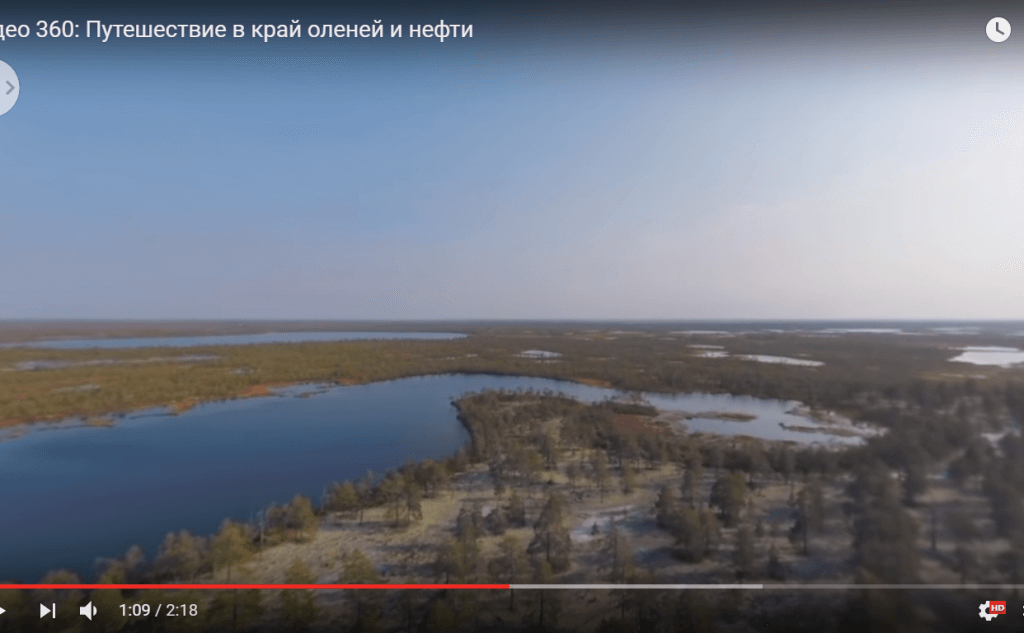 Авторы фильма «Путешествие в край оленей и нефти» хотят привлечь внимание людей к экологическим проблемам с помощью виртуальной реальности. Фото: фрагмент фильма 360°, снятого Гринпис России.