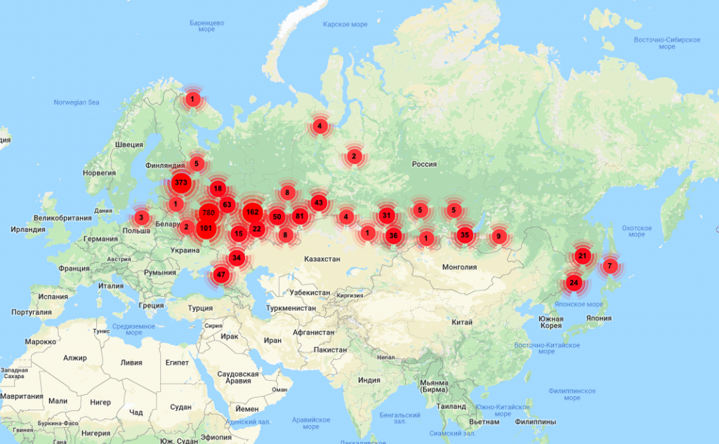 "Карта нарушений" на выборах, составленная движением "Голос".