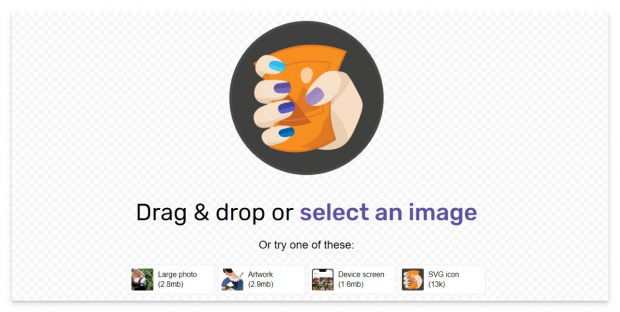 Squoosh сжимает картинки и делает их легче для загрузки. Скриншот сайта squoosh.app