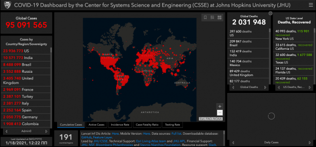 Карта университета Джона Хопкинса.