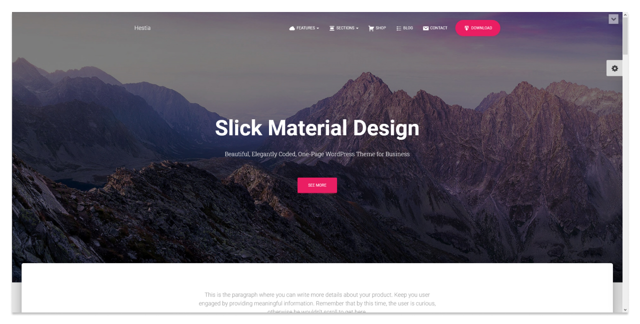 Изображение: скриншот демо-сайта на теме Hestia