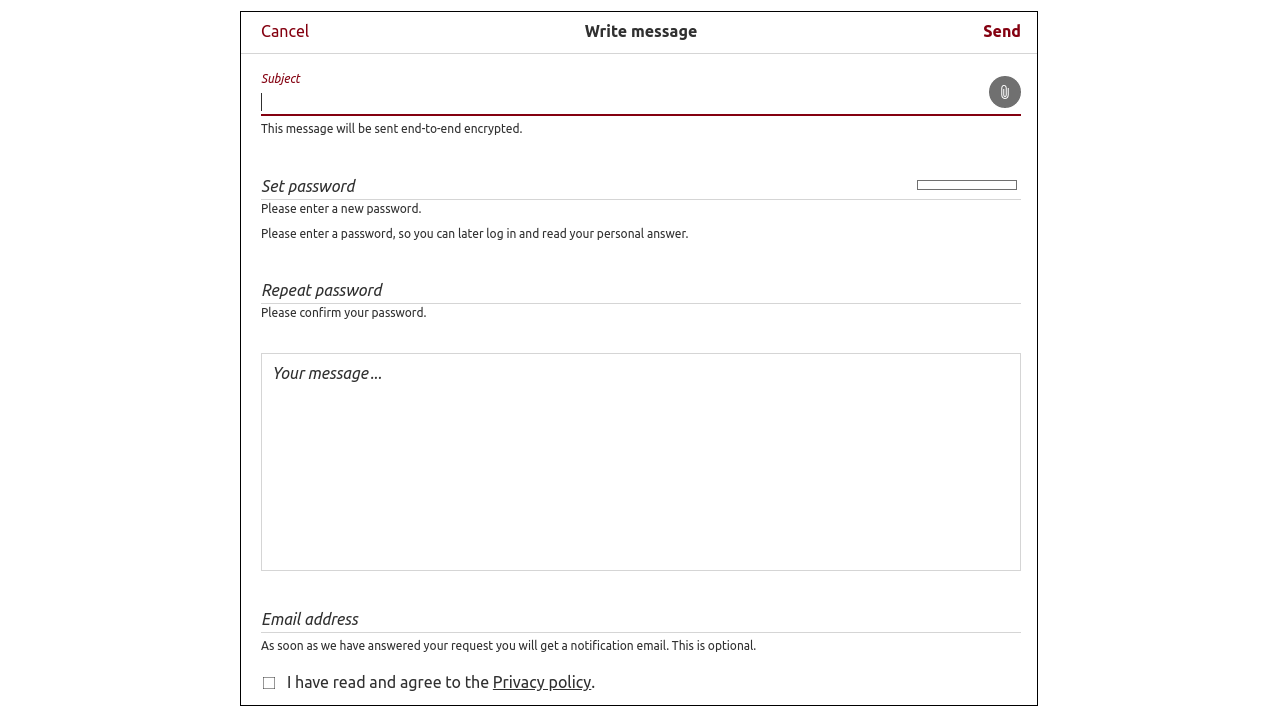 Демонстрация сервиса Secure Connect на сайте Tutanota