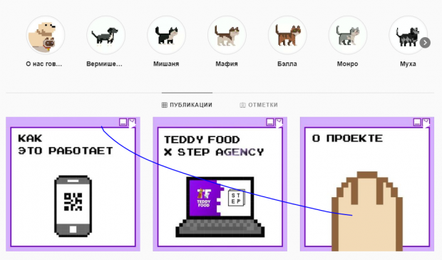 Аккаунт проекта «QR-кот и digital-собак@» в Instagram.