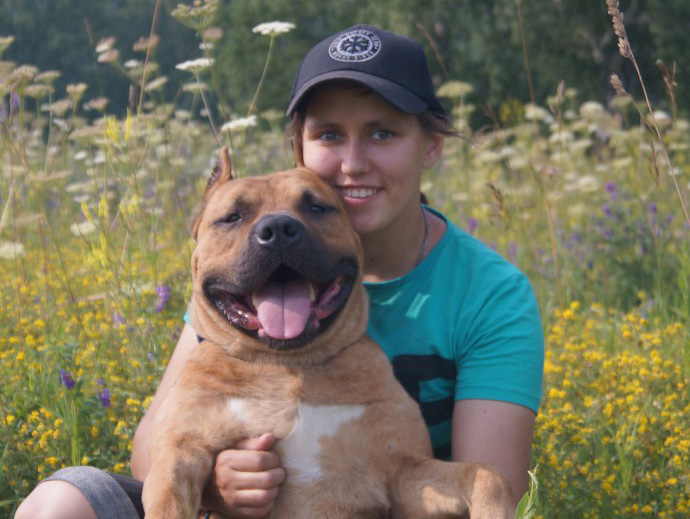 Изображение: Хозяйка Юлия и собка-донор Кияр.