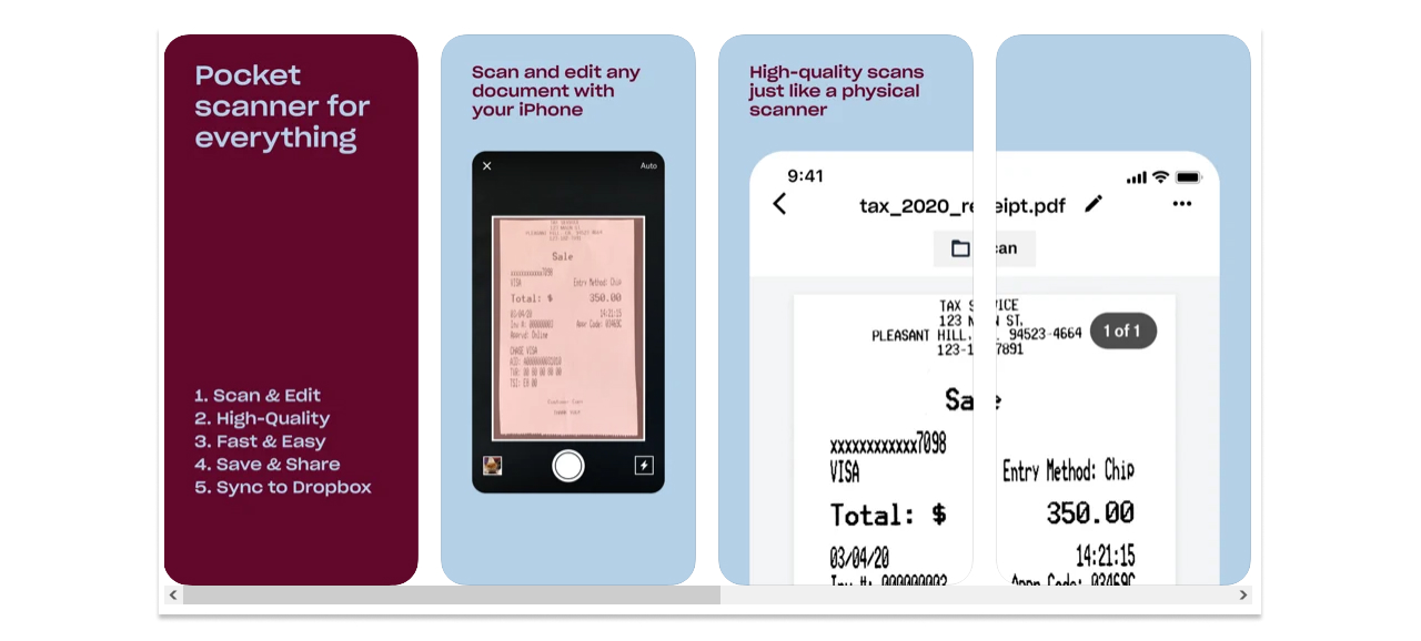 Изображение: скриншот страницы приложения Dropbox Scan в App Store