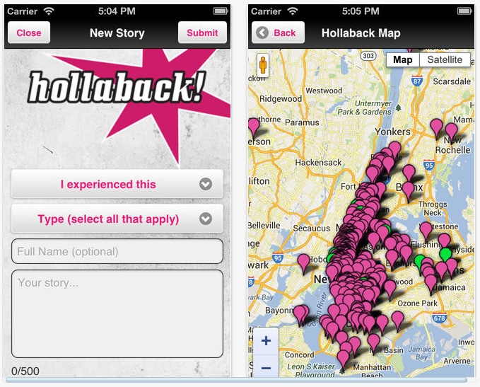 Интерфейс приложения Hollaback!