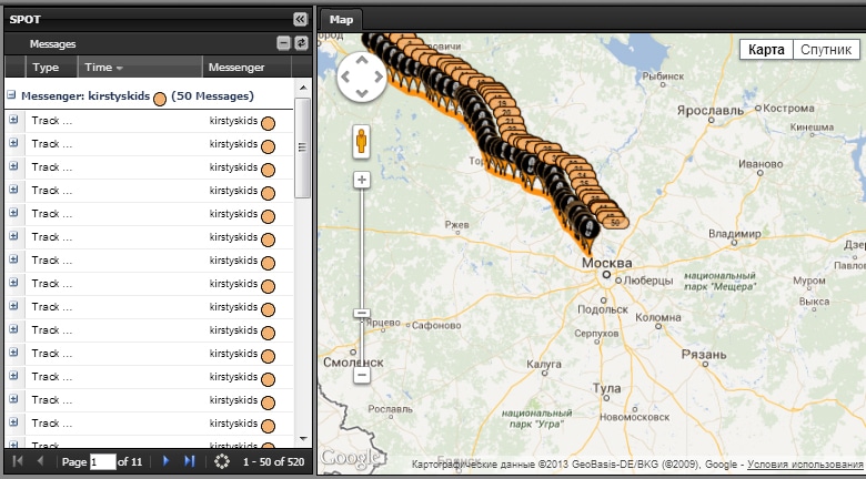 GPS-карта перемещений Джона